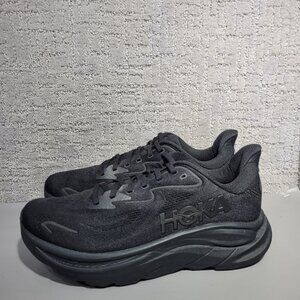 Hoka One One Clifton 10 Mens Size US 8D Triple Black Lace-Up Everyday Run Shoes